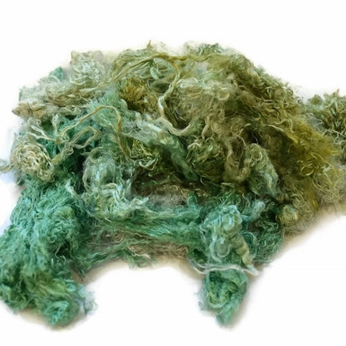 Green Silk Throwsters Waste Fibre Light Green Mix 20 grams 12350-Silk Throwster-3-Sally Ridgway Designs in Felt & Fibre