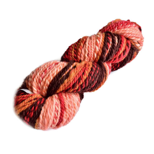 Hand Spun Yarn Chunky Australian Merino Wool Yarn Brown Red Orange 12553-Hand Spun Yarn-2-Sally Ridgway Designs in Felt & Fibre
