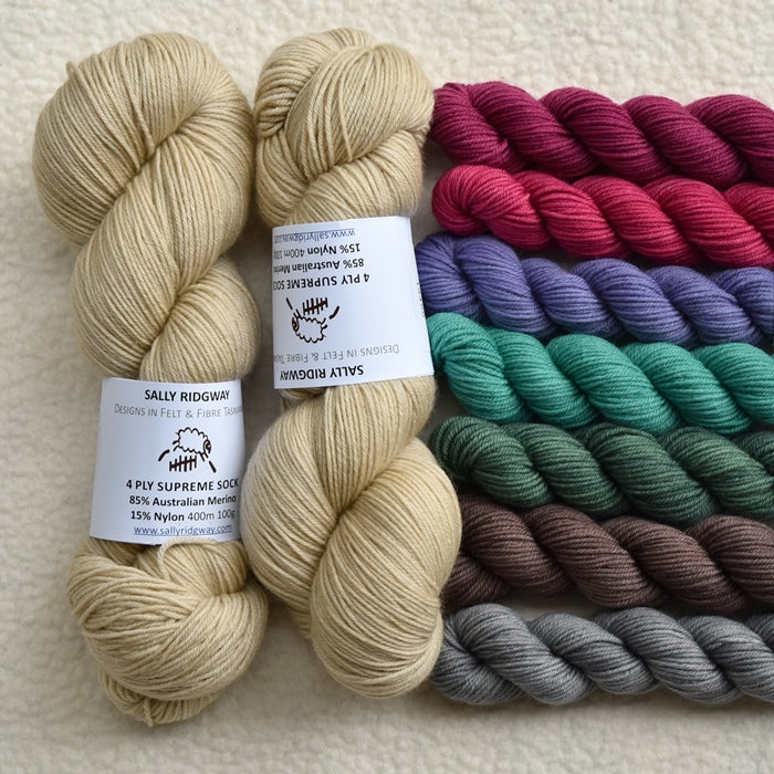 Just Beachy MKAL Yarn Kit - DYED TO ORDER-Sock Yarn-4-Beach Party-Sally Ridgway Designs in Felt & Fibre