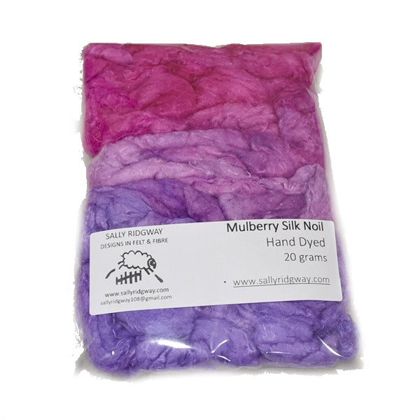 Mulberry Silk Noil Fibre Hand Dyed Wild Berries-Silk Noil-3-20 grams-Sally Ridgway Designs in Felt & Fibre