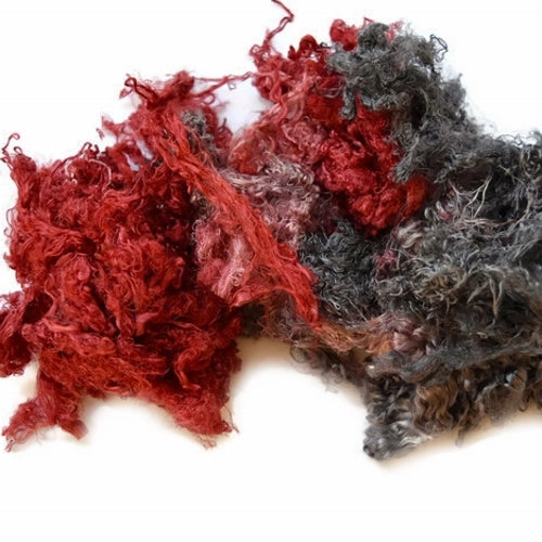 Silk Throwsters Waste Fibre Red Charcoal Mix 20 grams 12347| Silk Throwster | Sally Ridgway | Shop Wool, Felt and Fibre Online