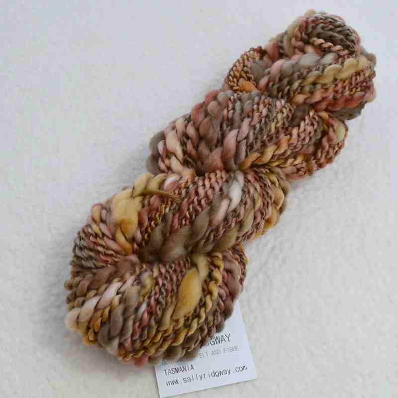 Hand Spun Superwash Merino Art Yarn Caramel Fudge 13324-Hand Spun Yarn-3-72Mt-Sally Ridgway Designs in Felt & Fibre