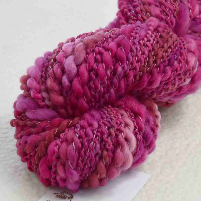 Hand Spun Superwash Merino Art Yarn in Lipstick 13325-Hand Spun Yarn-2-93.5 Mt-Sally Ridgway Designs in Felt & Fibre