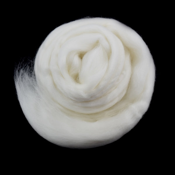 White Superfine Tasmanian Merino Wool Combed Top Natural Undyed 18.5 micron 300 grams-Undyed Wool Roving Top-1-300 Grams-Sally Ridgway Designs in Felt & Fibre