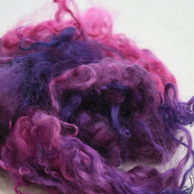 Tasmanian English Leicester Lamb Locks - Plum 13317-English Leicester Wool Tops-3-20 Grams-Sally Ridgway Designs in Felt & Fibre