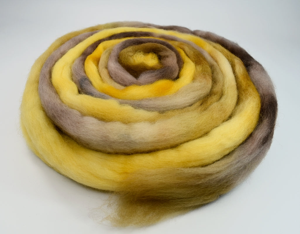 Australian Corriedale Wool Top Hand Dyed Butterscotch-Corriedale Wool-2-100 grams-Sally Ridgway Designs in Felt & Fibre