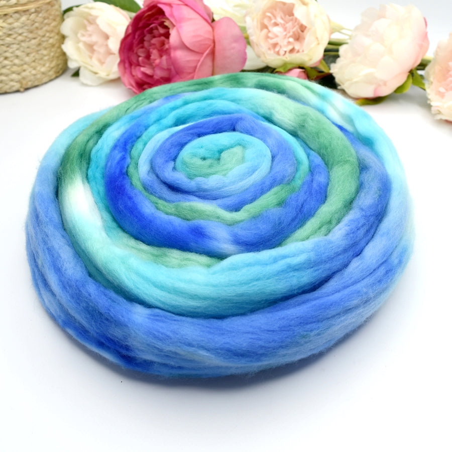 Tasmanian Merino Wool Combed Top Blue Opal-Merino wool tops-2-100 grams-Sally Ridgway Designs in Felt & Fibre