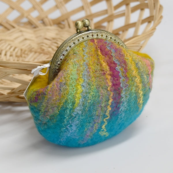 Cornflower Blue Wool Felt Small Coin Purse 12998| Coin Purse | Sally Ridgway | Shop Wool, Felt and Fibre Online