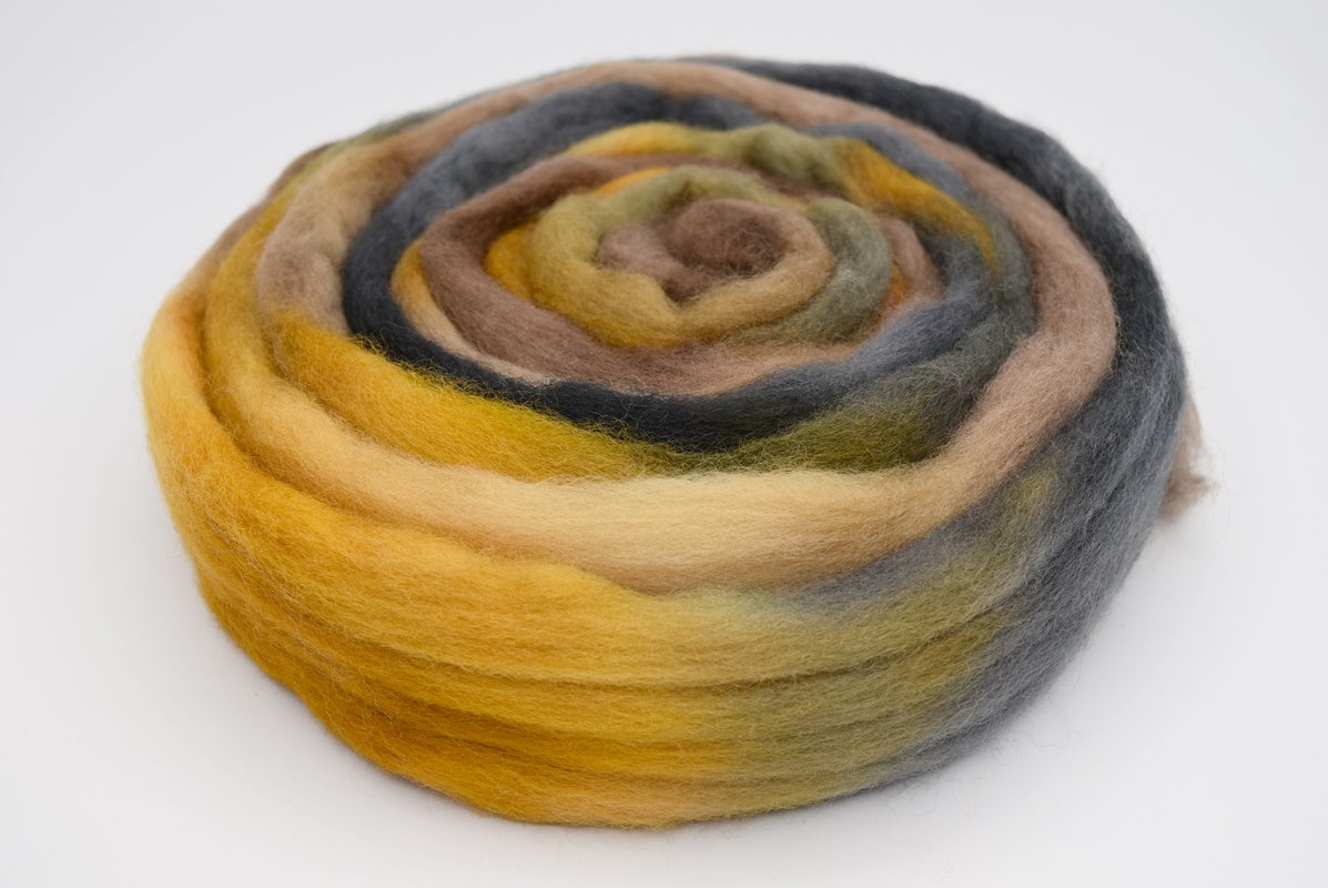 Australian Corriedale Wool Top Hand Dyed Burnt Caramel-Corriedale Wool-2-100 Grams-Sally Ridgway Designs in Felt & Fibre