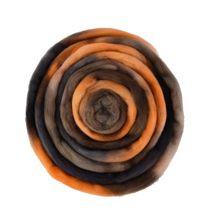 Australian Corriedale Wool Top Hand Dyed Orange Chocolate-Corriedale Wool-2-100 Grams-Sally Ridgway Designs in Felt & Fibre