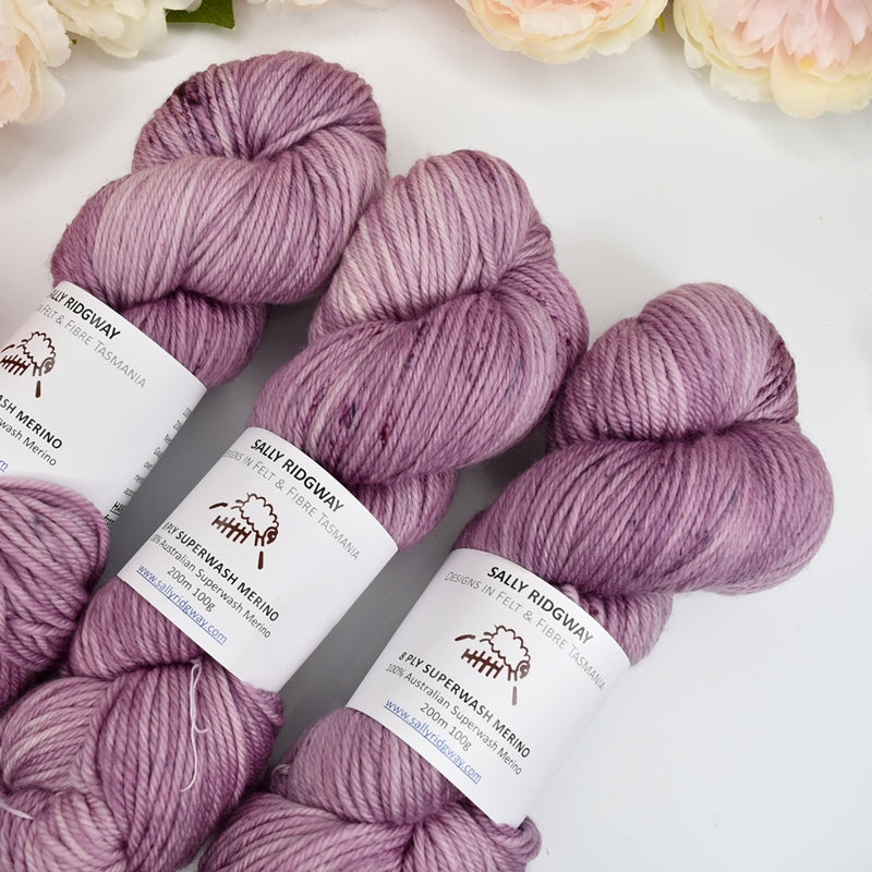 Crested Iris on 8 Ply Superwash 100% Merino Yarn-8 Ply Superwash Merino Yarn-2-Sally Ridgway Designs in Felt & Fibre