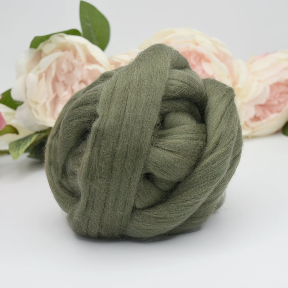 DHG Merino Wool Combed Top - Moss-DHG Wool Tops-3-100 g-Sally Ridgway Designs in Felt & Fibre