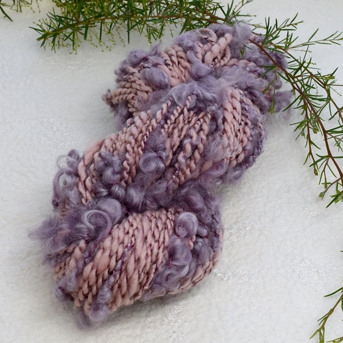 Handspun Chunky Tasmanian Merino Art Yarn in Lavender Haze 13378-Hand Spun Yarn-3-68 Mt-Sally Ridgway Designs in Felt & Fibre