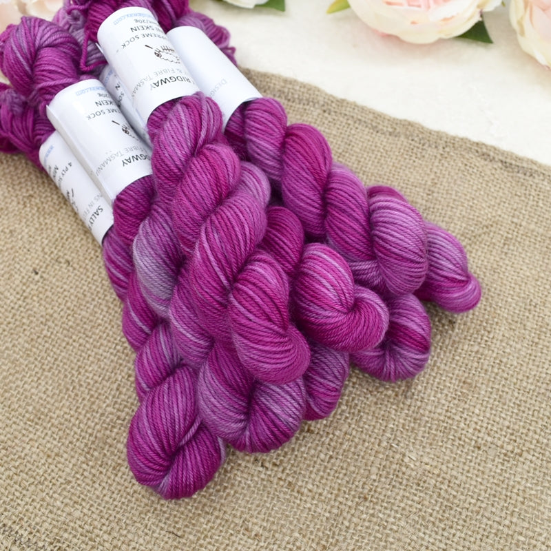 Mini Skeins 4 Ply Supreme Sock Yarn in Wild Berry Swirl-4 Ply Mini Skein-2-Sally Ridgway Designs in Felt & Fibre