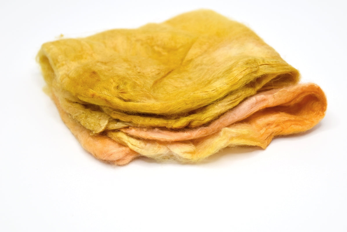 Silk Hankies for Felting and Spinning Hand Dyed Yellow Orange Mix-Silk Hankies-2-10 grams-Sally Ridgway Designs in Felt & Fibre