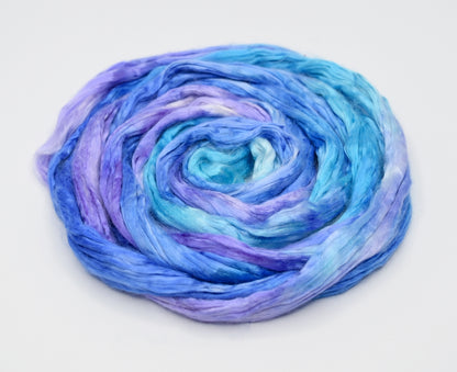 Mulberry Silk Roving Hand Dyed in Purple Opal| Silk Roving/Sliver | Sally Ridgway | Shop Wool, Felt and Fibre Online