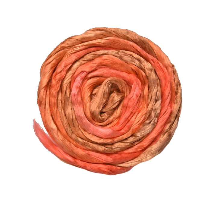 Mulberry Silk Roving Hand Dyed in Spiced Orange 13446-Silk Roving/Sliver-1-20 Grams-Sally Ridgway Designs in Felt & Fibre