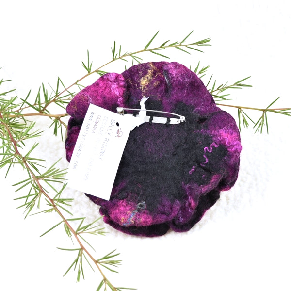 Large Wool Felt Flower Brooch Pin in Raspberry 13227| Brooch | Sally Ridgway | Shop Wool, Felt and Fibre Online
