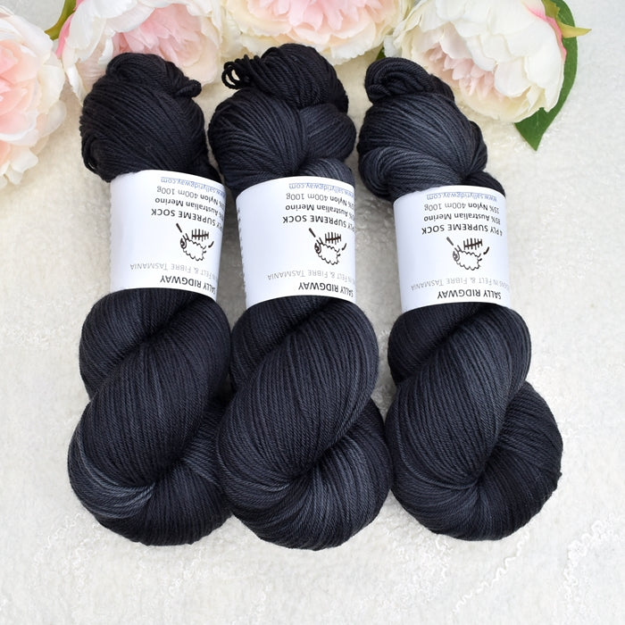 Soot 4 ply Supreme Sock Yarn Hand Dyed-Sock Yarn-3-Sally Ridgway Designs in Felt & Fibre