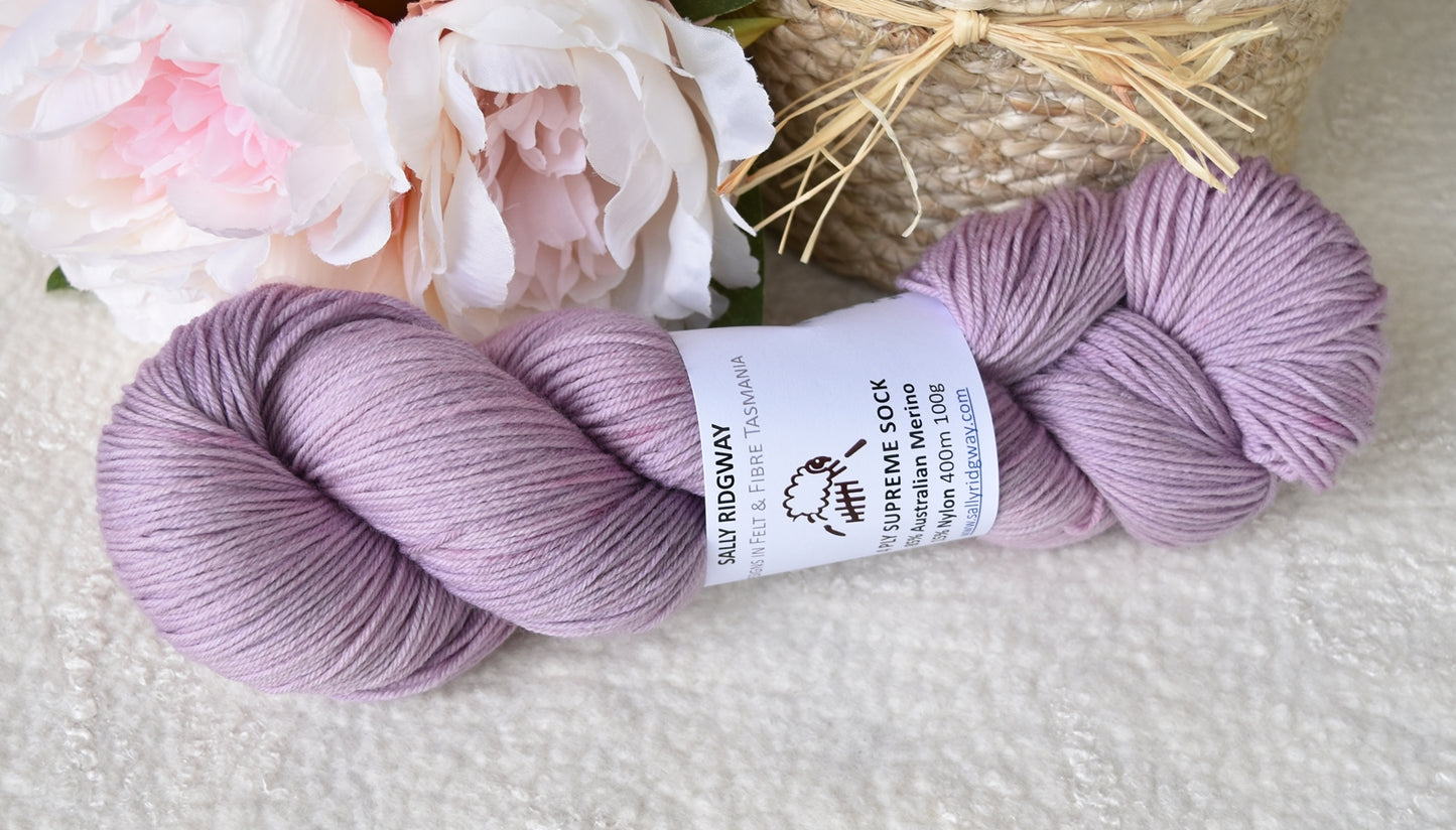 Sock Yarn 4 Ply Australian Merino Wool Knitting Yarn Hand Dyed Dusty Violet 12883-Sock Yarn-2-Sally Ridgway Designs in Felt & Fibre