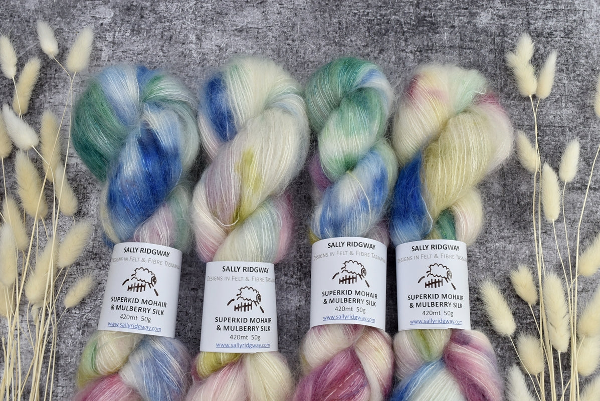 Superkid Mohair & Silk Hand Dyed Bubble Gum-Mohair Silk-2-Sally Ridgway Designs in Felt & Fibre