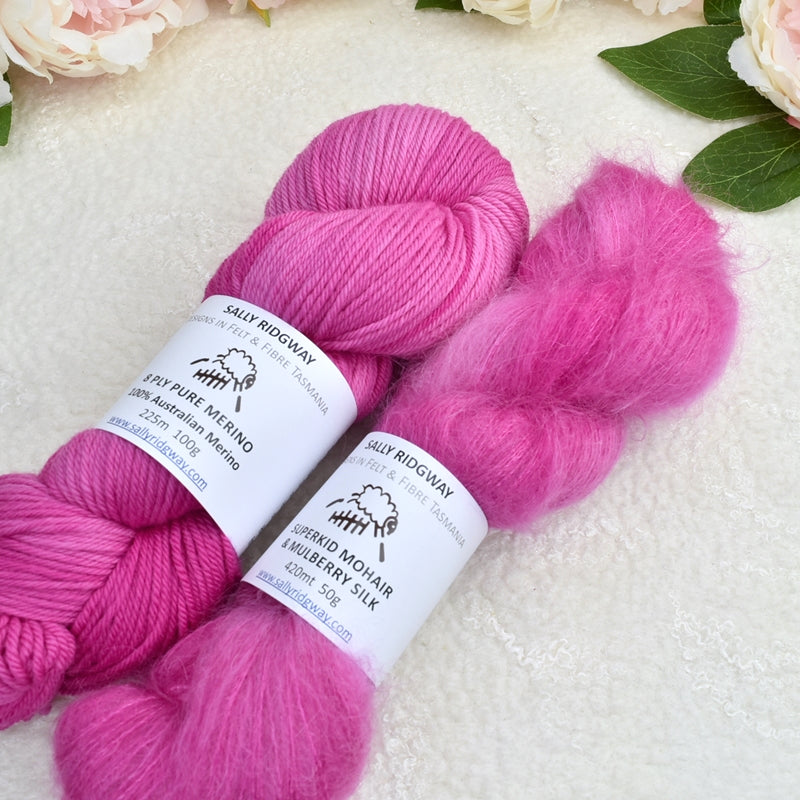 Superkid Mohair & Silk Hand Dyed Candy Pink-Mohair Silk-2-Sally Ridgway Designs in Felt & Fibre