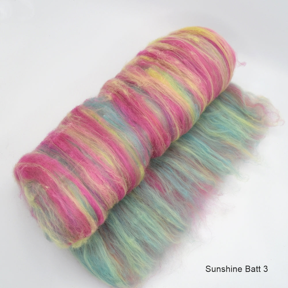 Tasmanian Merino Wool Carded Batts Hand Dyed Sunshine| Merino Wool Batts | Sally Ridgway | Shop Wool, Felt and Fibre Online