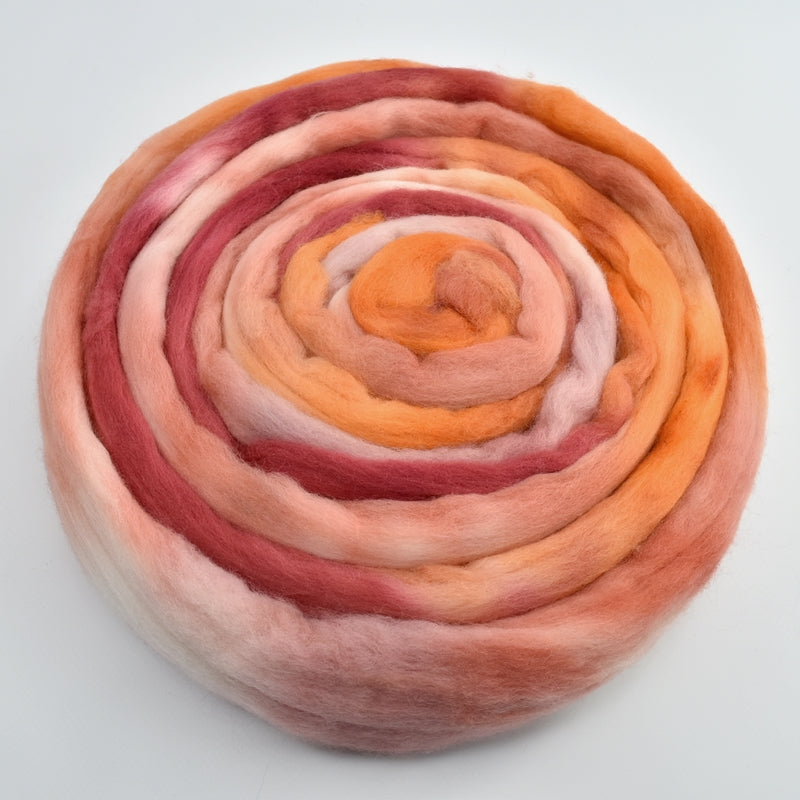 Tasmanian Merino Wool Combed Top in Apricots and Cream-Merino Wool Tops-2-100 grams-Sally Ridgway Designs in Felt & Fibre