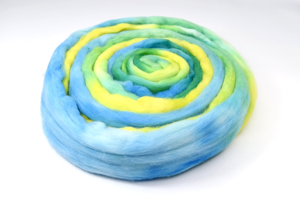 Tasmanian Merino Wool Combed Top (Roving) Meadow Sky| Merino wool tops | Sally Ridgway | Shop Wool, Felt and Fibre Online