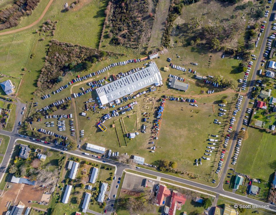 Areal view of the Tasmanian Campbelltown Show in progress on sally ridgway designs website
