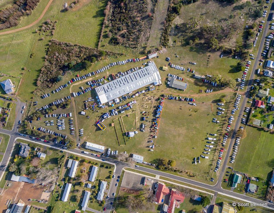 Areal view of the Tasmanian Campbelltown Show in progress on sally ridgway designs website