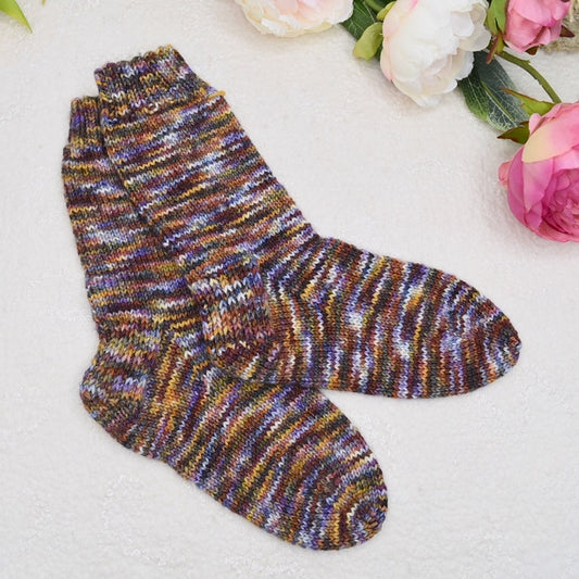 hand dye dk socks knitted by sally ridgway designs