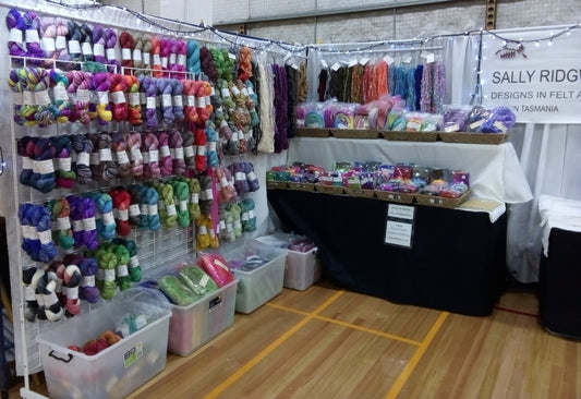 Tasmanian craft fair stand setup for sally ridgway