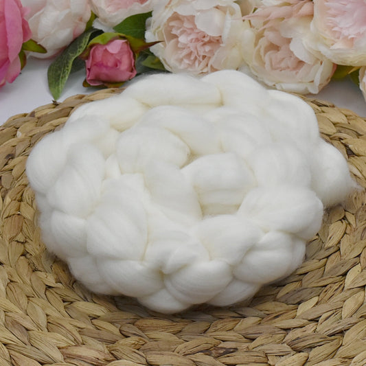 white undyed tasmanian merino wool tops by sally ridgway designs
