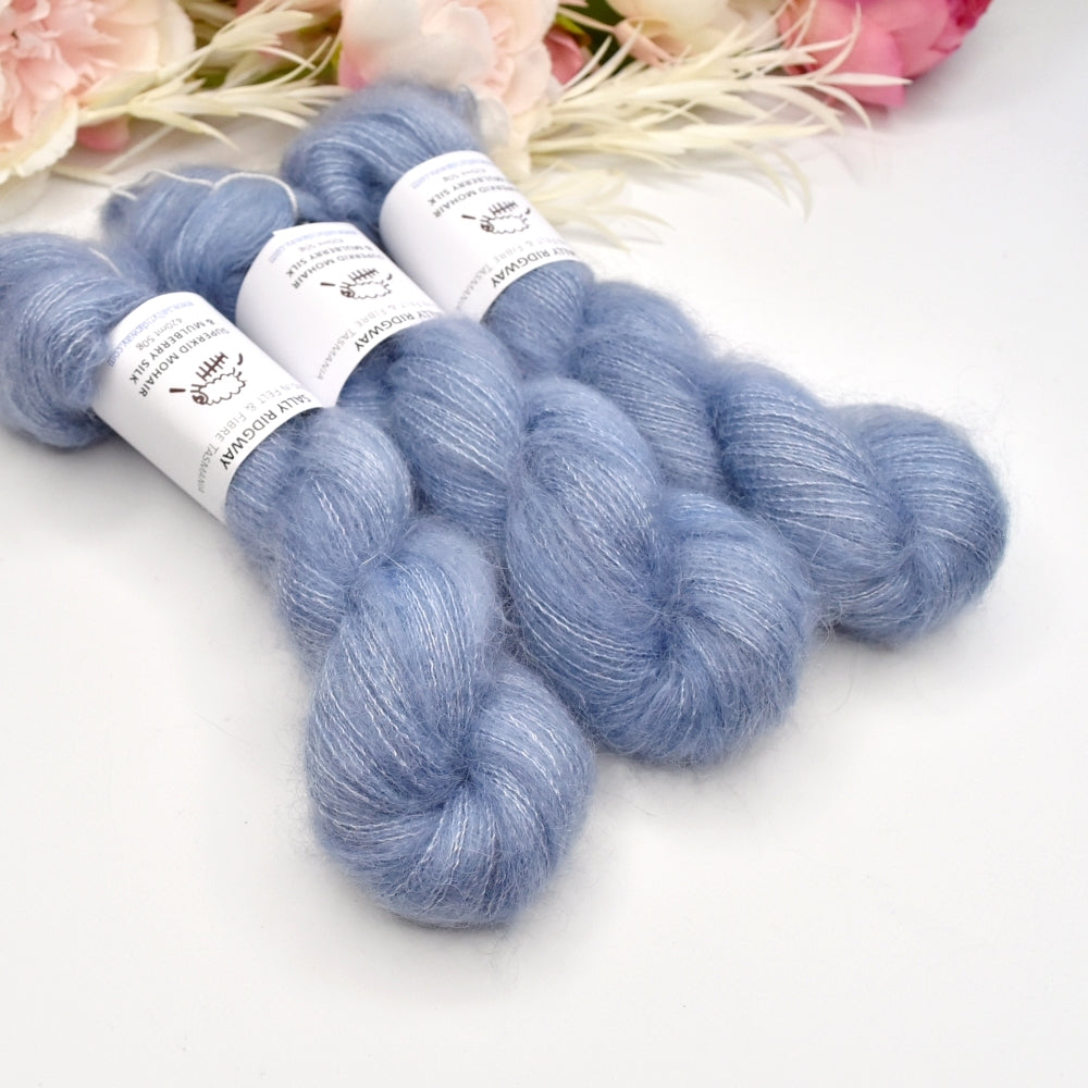 Superkid Mohair & Silk Hand Dyed Blue Glaze| Mohair Silk | Sally Ridgway | Shop Wool, Felt and Fibre Online