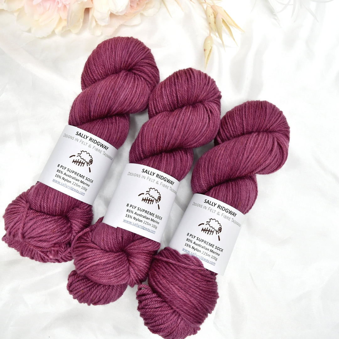 8 Ply Supreme Sock in Claret| 8 Ply Supreme Sock | Sally Ridgway | Shop Wool, Felt and Fibre Online