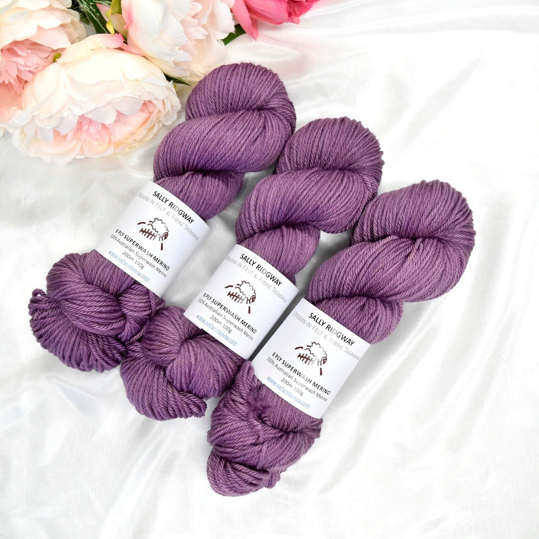 Mauve on 8 Ply Superwash 100% Merino Yarn