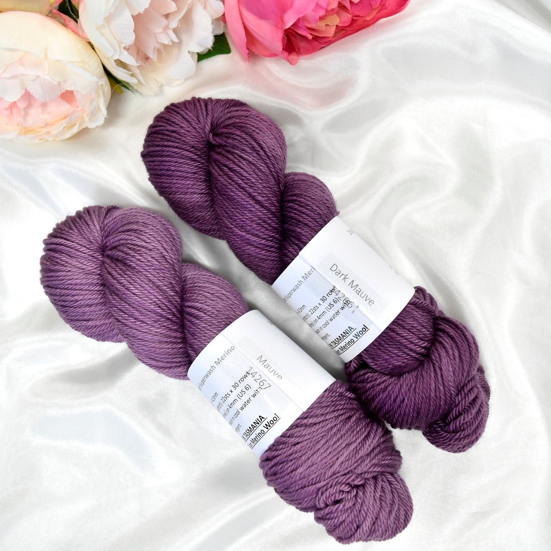 Mauve on 8 Ply Superwash 100% Merino Yarn