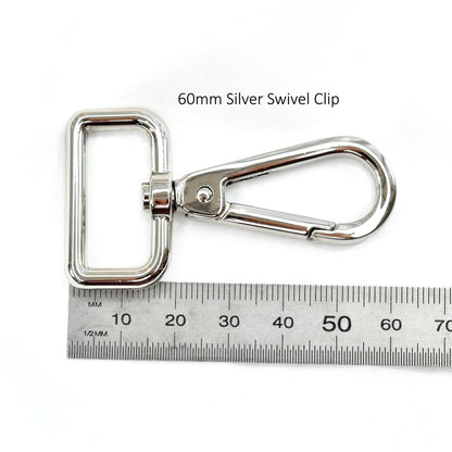 Clips & Rings for Bag Making-Purse Frames-5-30mm x 60mm Silver Swivel Clip-Sally Ridgway Designs in Felt &amp; Fibre