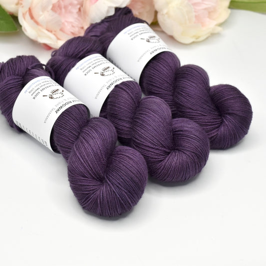 4 ply Supreme Sock Knitting Yarn Hand Dyed Black Grape| Sock Yarn | Sally Ridgway | Shop Wool, Felt and Fibre Online