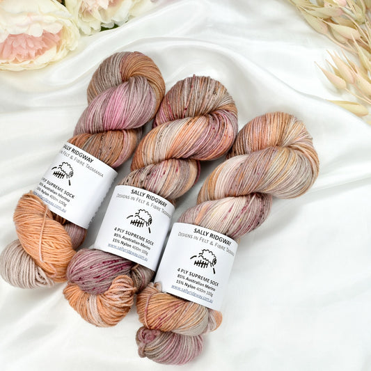 Cinnamon Sprinkles 4 ply Supreme Sock Knitting Yarn Hand Dyed| Sock Yarn | Sally Ridgway | Shop Wool, Felt and Fibre Online