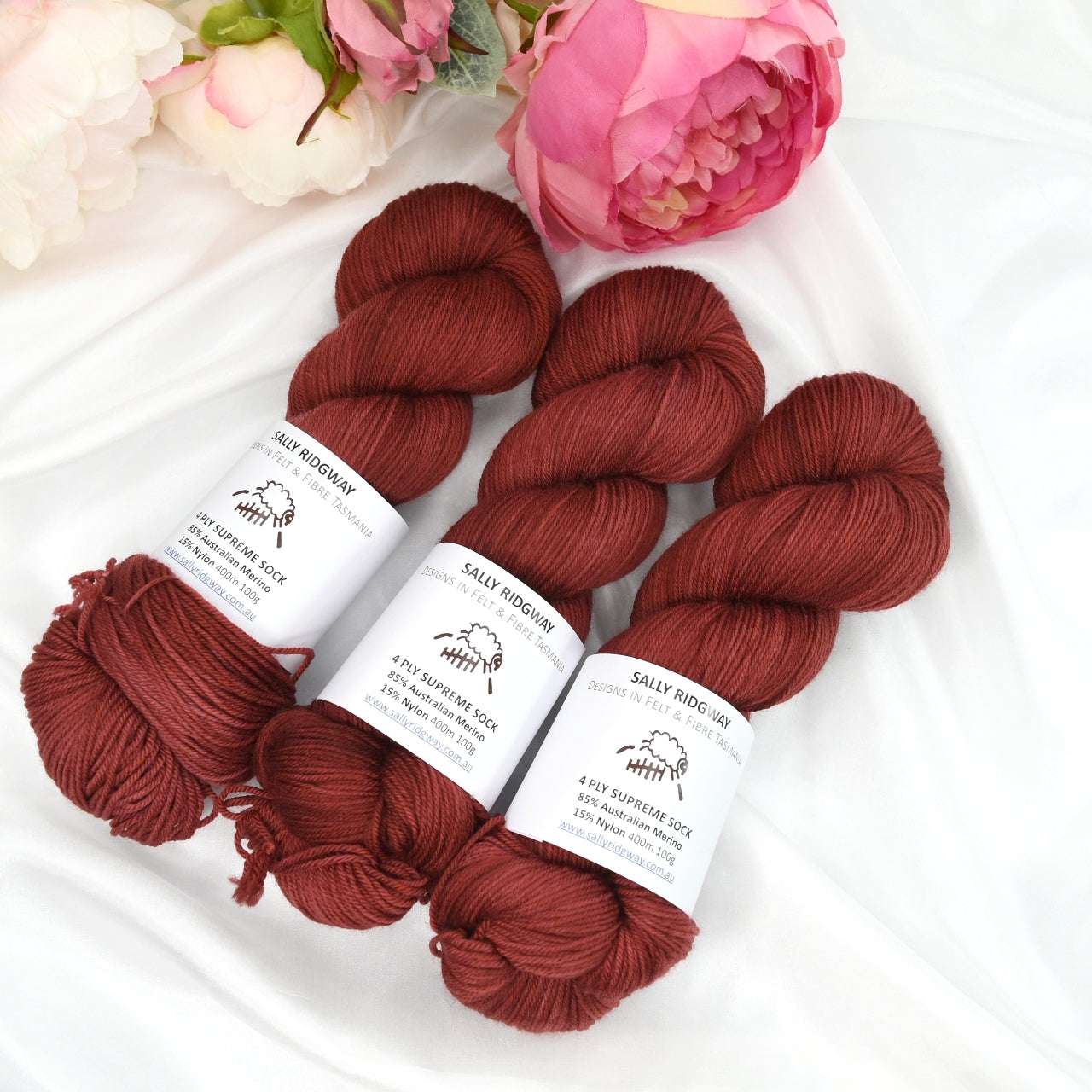 Garnet 4 ply Supreme Sock Knitting Yarn Hand Dyed-Sock Yarn-1-Sally Ridgway Designs in Felt &amp; Fibre