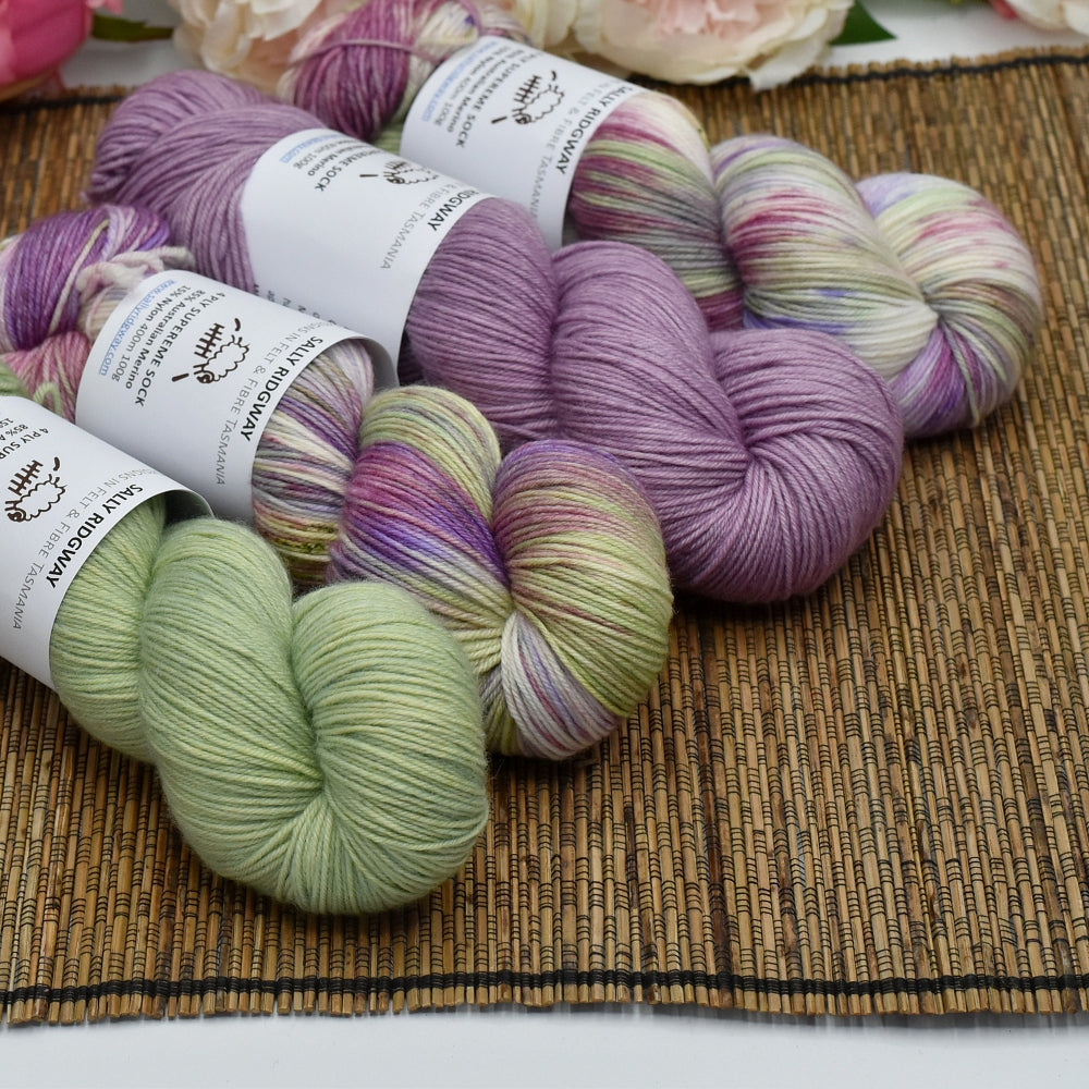 4 ply Supreme Sock Knitting Yarn Hand Dyed Hydrangea| Sock Yarn | Sally Ridgway | Shop Wool, Felt and Fibre Online
