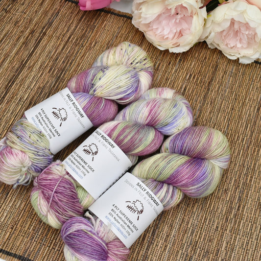 4 ply Supreme Sock Knitting Yarn Hand Dyed Hydrangea| Sock Yarn | Sally Ridgway | Shop Wool, Felt and Fibre Online