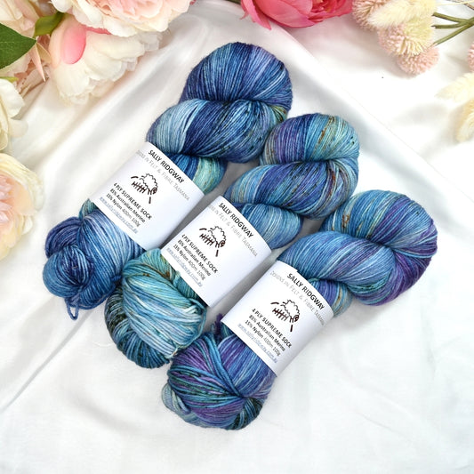 4 ply Supreme Sock Knitting Yarn Hand Dyed Jamaica Bay| Sock Yarn | Sally Ridgway | Shop Wool, Felt and Fibre Online