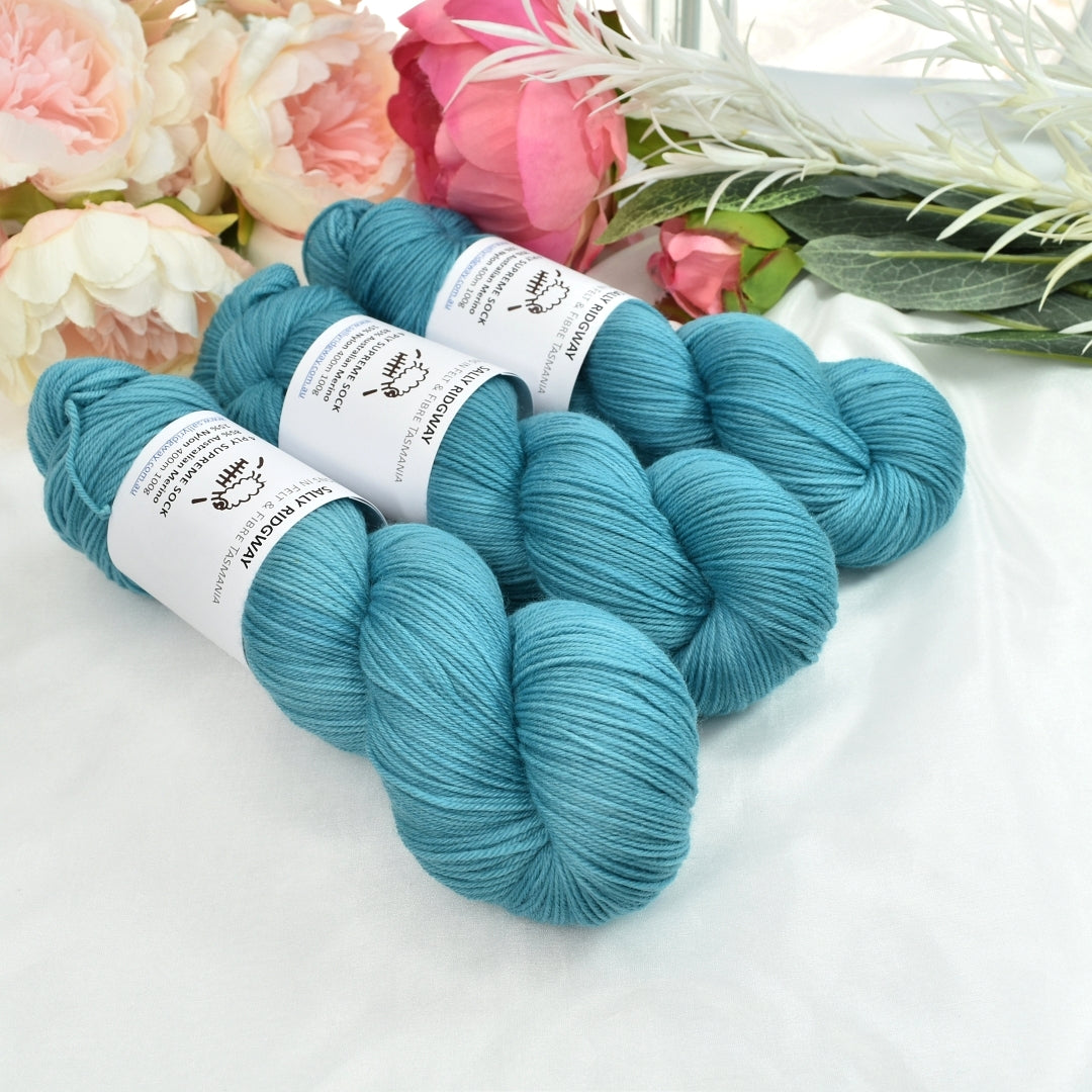 4 ply Supreme Sock Knitting Yarn Hand Dyed Ocean Wave| Sock Yarn | Sally Ridgway | Shop Wool, Felt and Fibre Online