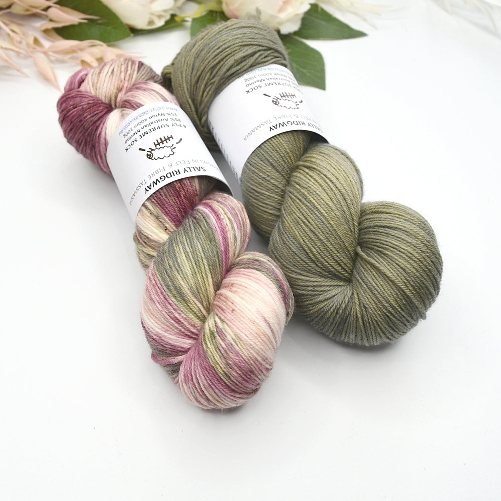 4 ply Supreme Sock Knitting Yarn Hand Dyed Olive Grove| Sock Yarn | Sally Ridgway | Shop Wool, Felt and Fibre Online