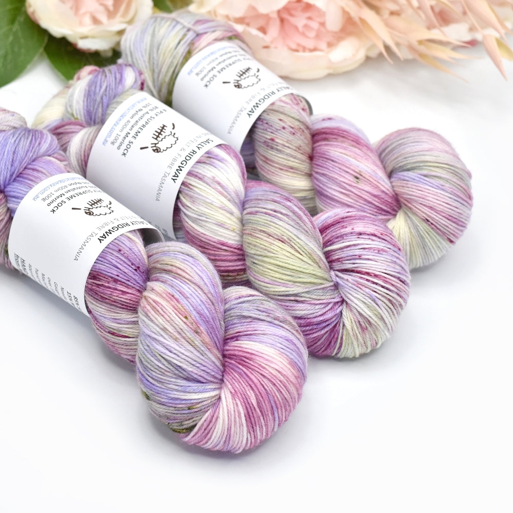 4 ply Supreme Sock Knitting Yarn Hand Dyed Pansy| Sock Yarn | Sally Ridgway | Shop Wool, Felt and Fibre Online