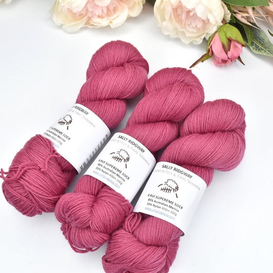 4 ply Supreme Sock Knitting Yarn Hand Dyed Paris Pink| Sock Yarn | Sally Ridgway | Shop Wool, Felt and Fibre Online