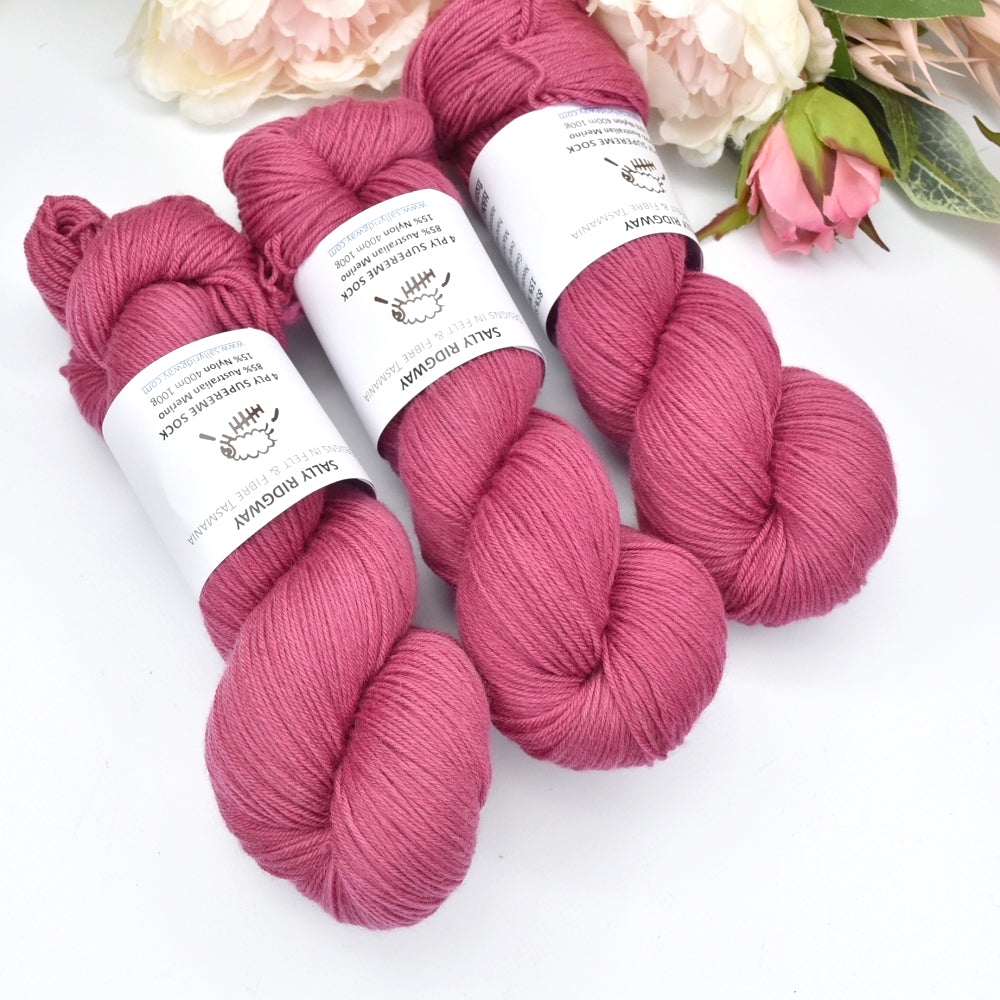 4 ply Supreme Sock Knitting Yarn Hand Dyed Paris Pink| Sock Yarn | Sally Ridgway | Shop Wool, Felt and Fibre Online
